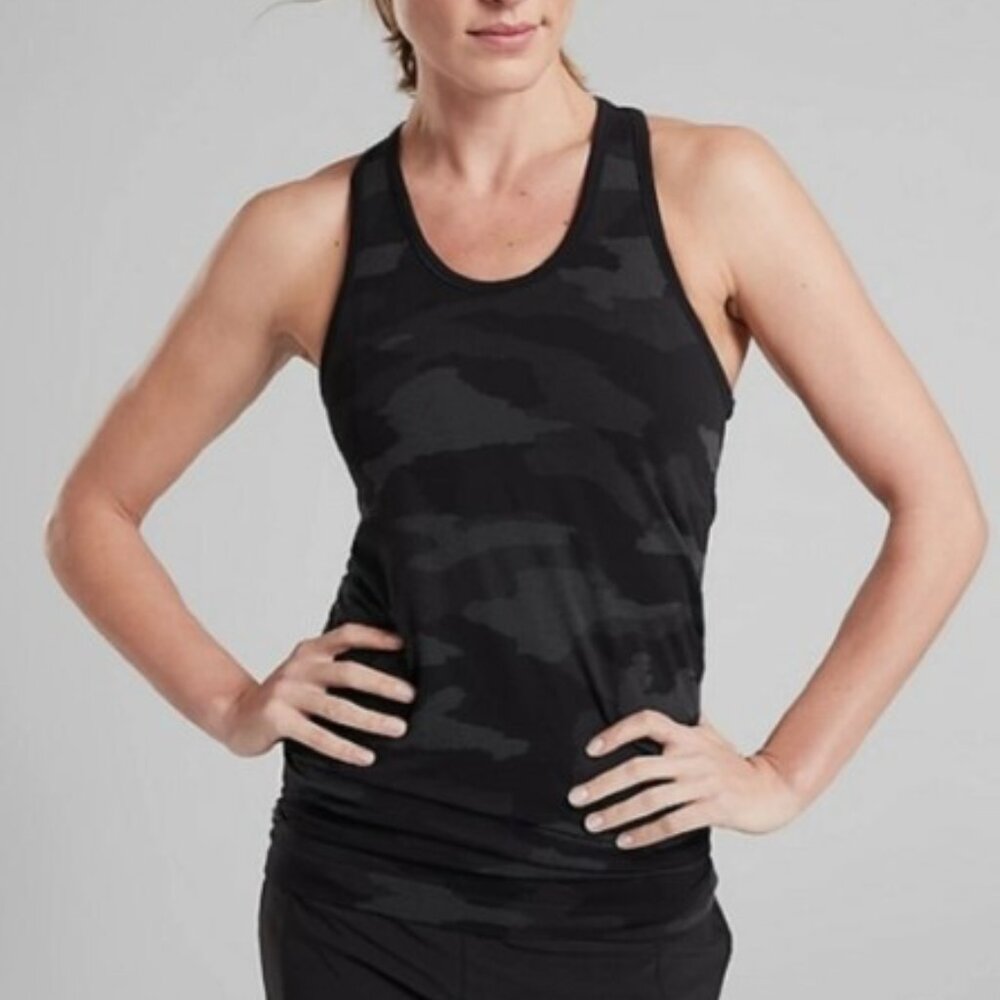 Athleta Speedlight Camo Tank Top Black Camo SMALL